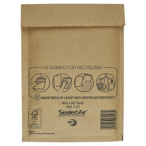 MAIL LITE GOLD POSTAL BAGS C0 150X215MM BOX OF 100