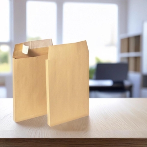 LYRECO MANILLA C4 PEEL AND SEAL GUSSET ENVELOPES 120GSM - BOX OF 100