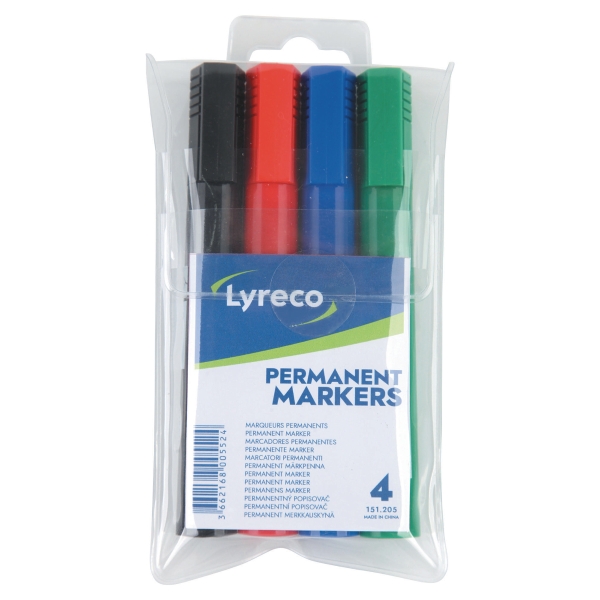 MERKEPENN PERMANENT LYRECO RUND ASSORTERTE FARGER ETUI À 4 STK.