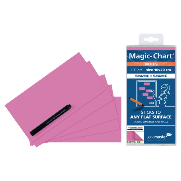 Block de 100 notas electrostáticas Magic Chart - 200 x 100 mm - rosa