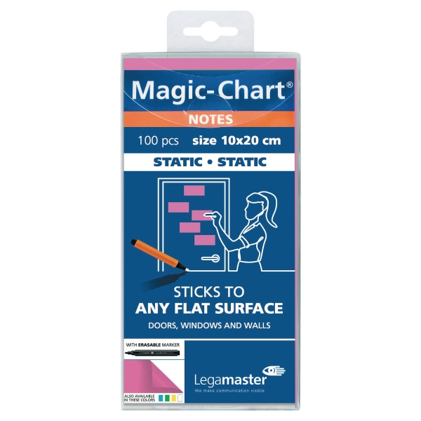 Block de 100 notas electrostáticas Magic Chart - 200 x 100 mm - rosa