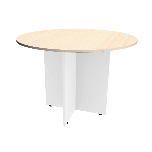Mesa de reunión circular | Pie aspa de madera | Color Roble Oscuro Diam: 120cm