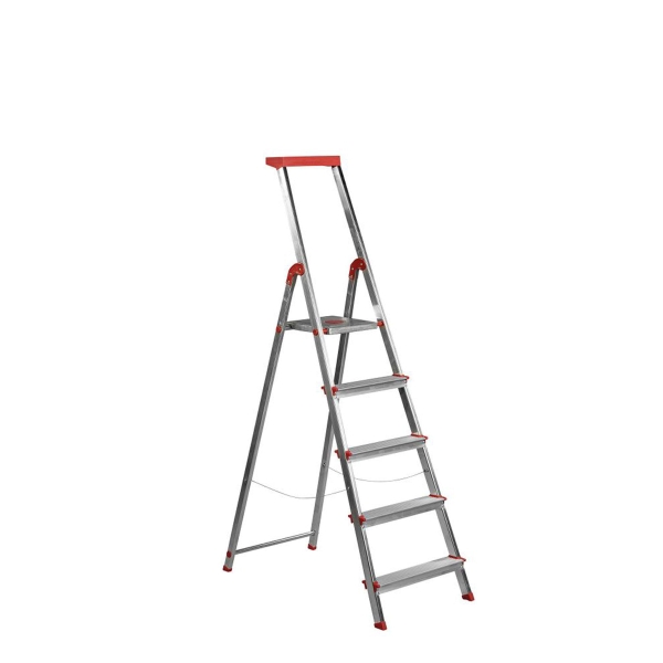 Escalera Brico Rolser - 5 peldaños - aluminio y rojo