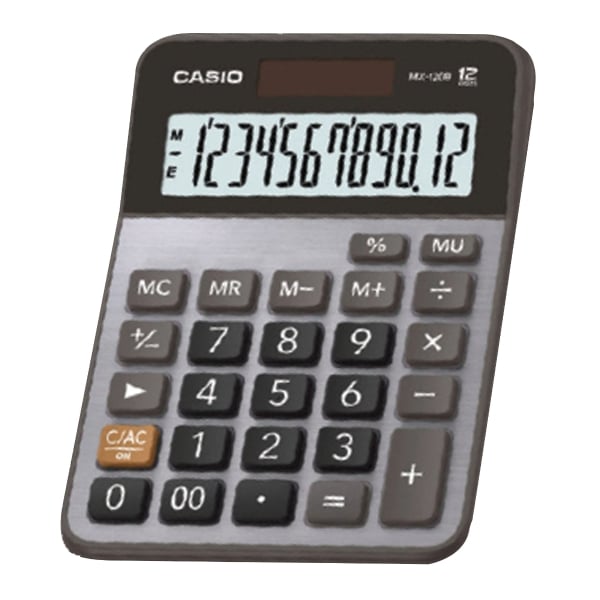 New Casio MX-120S Silver Electronic Calculator LARGE DISPLAY Metal Faceplate 
