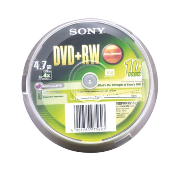SONY DVD+RW 120 MIN 4.7GB 16X SPINDLE BOX OF 10