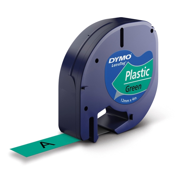 DYMO 91204 Letratag Tape 12mmx4m Black/Green
