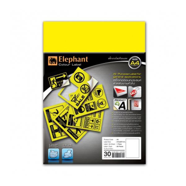 ELEPHANT COLOUR LABELS A4 NEON YELLOW PACK OF 30