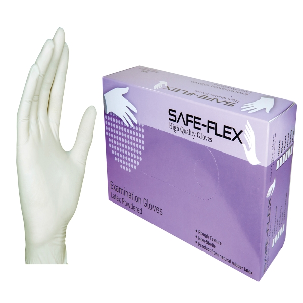 SAFE-FLEX POWDER GLOVES LATEX PAIR SMALL WHITE PACK OF 50