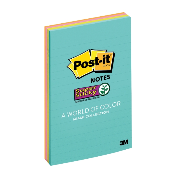 POST-IT 4621-SSMIA SUPER STICKY NOTES 4' X 6' ASSORTED COLOURS - PACK OF 4