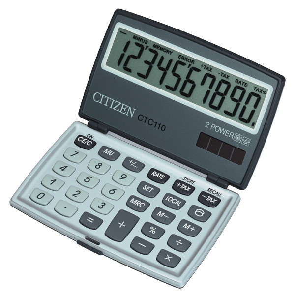 Citizen Taschenrechner CTC110, 10stellig, Solar-/Batteriebetrieb, silber