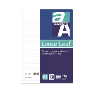 Double A A5 Loose Leaf Paper - Pack of 100 Sheets