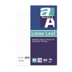 Double A B5 Loose Leaf Paper - Pack of 100 Sheets