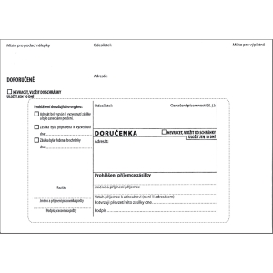 Obálka s doručenkou B6 (125 x 176 mm), bílá bez pruhu, balení 50 Ks