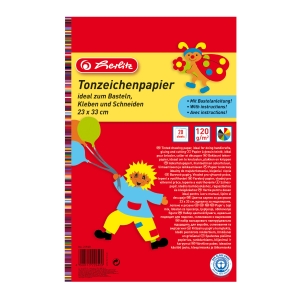 Barevné papíry Herlitz, 33 x 23 cm, 20 listů, 120 g/m², recyklovaný, lepený blok