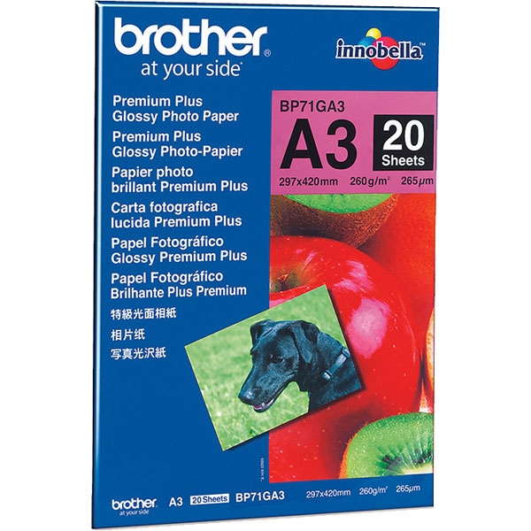 Fotopapier, Brother BP71-GA3, MFC-6490CW, 260g, glossy, A3, 20 Blatt