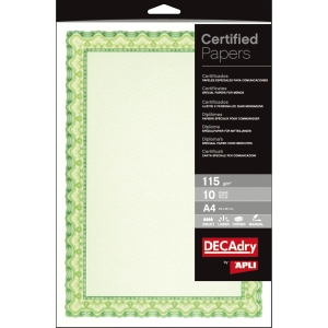 PK10 APLI CERTIFICATE A4 115G EMERALD GR