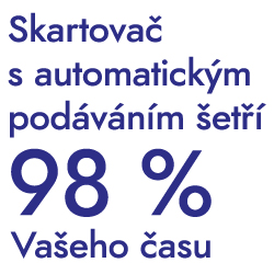 Skartovač s automatickým podáváním šetří 98 % Vašeho času