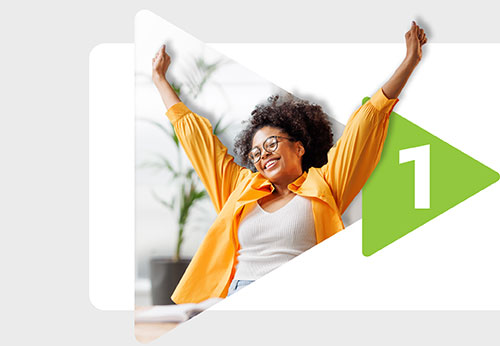 Woman with arms in the air expressing joy