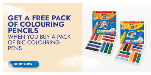 GET A FREE PACK OF COLOURING PENCILS WHEN YOU BUY A PACK OF BIC COLOURING PENS