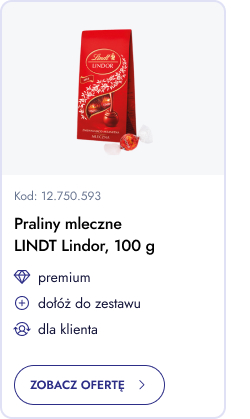 Praliny mleczne Lindt Lindor 100 g. Premium. Dołóż do zestawu. Dla klienta. Zobacz ofertę.