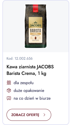 Kawa ziarnista Jacobs Barista Crema 1 kg. Dla zespołu. Duże opakowanie. Na co dzień w biurze. Zobacz ofertę.