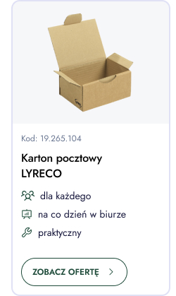 Karton pocztowy Lyreco. Dla każdego. Na co dzień w biurze. Praktyczny. Zobacz ofertę.
