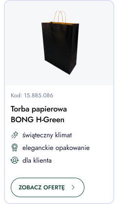 Torba papierowa Bong H-Green. Świąteczny klimat. Eleganckie opakowanie. Dla klienta. Zobacz ofertę.