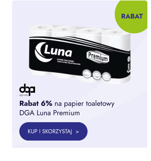 Rabat 6% na papier toaletowy DGA Luna Premium. Kup i skorzystaj.