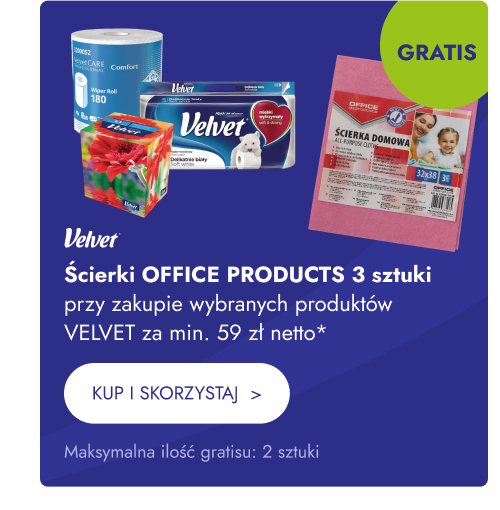 Ścierki OFFICE PRODUCTS 3 sztuki przy zakupie wybranych produktów VELVET za min. 59 zł netto. Maksymalna ilość gratisu: 2 sztuki. Kup i skorzystaj.