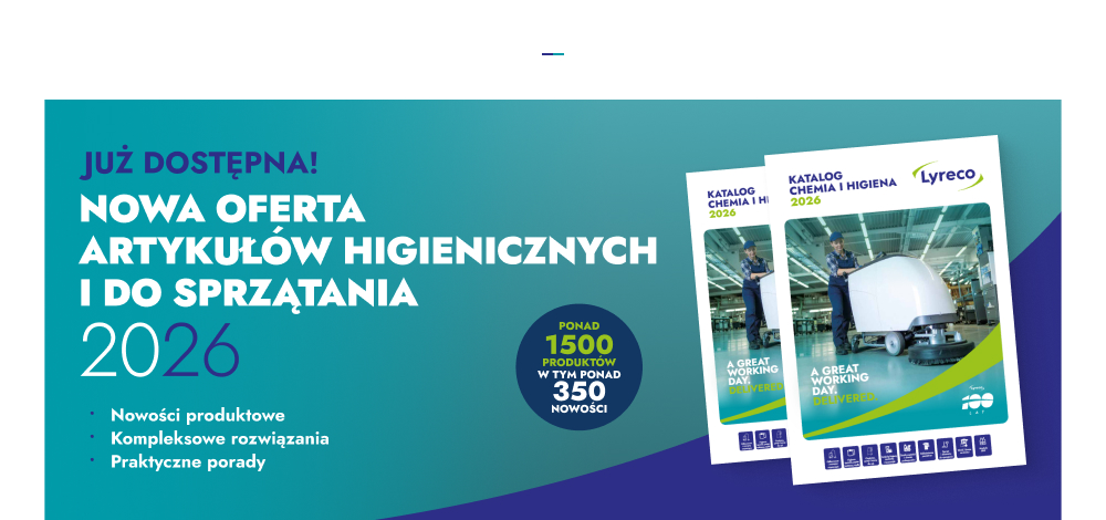 Już dostępna. Nowa oferta artykułów higienicznych i do sprzątania 2026. Nowości produktowe. Kompleksowe rozwiązania. Praktyczne porady. Ponad 1500 produktów i ponad 350 nowości.