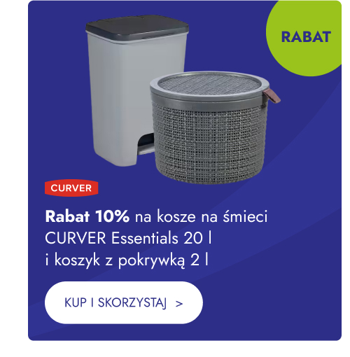 Rabat 10% na kosze na śmieci CURVER Essentials 20 l i koszyk z pokrywą 2 l. Kup i skorzystaj.