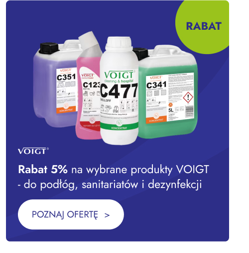 Rabat 5% na wybrane produkty VOIGT do podłóg, sanitariatów i dezynfekcji. Poznaj ofertę.