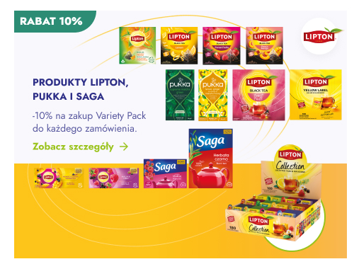 Rabat 10%. Produkty Lipton, Pukka i Saga. -10% na zakup Variety Pack do każdego zamówienia. Zobacz szczegóły.