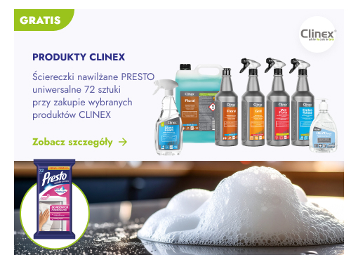 Gratis. Produkty Clinex. Ściereczki nawilżane PRESTO Universalne 72 sztuki przy zakupie wybranych produktów CLINEX. Zobacz szczegóły.