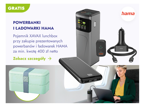 Powerbanki i ładowarki Hama. Pojemnik XAVAX lunchbox przy zakupie prezentowanych powerbanków i ładowarek HAMA za min. kwotę 400 zł netto. Zobacz szczegóły.