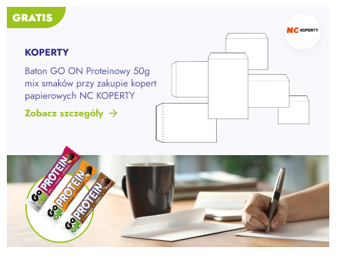 Gratis. Koperty. Baton GO ON Proteinowy 50 g mix smaków przy zakupie kopert papierowych NC Koperty. Zobacz szczegóły.