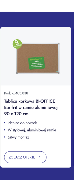 Tablica korkowa BI-OFFICE Earth-it w ramie aluminiowej 90 x 120 cm. Idealna do notatek. W stylowej aluminiowej ramie. Łatwy montaż. ZOBACZ OFERTĘ.