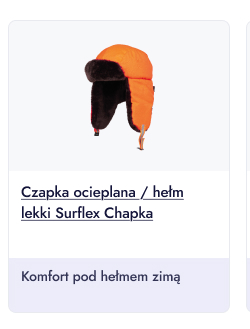 SURFLEX CHAPKA  Komfort pod hełmem zimą