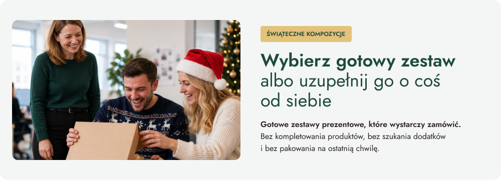 Wybierz gotowy zestaw albo uzupełnij go o coś od siebie. Gotowe zestawy prezentowe, które wystarczy zamówić. Bez kompletowania produktów, bez szukania dodatków i bez pakowania na ostatnią chwilę.